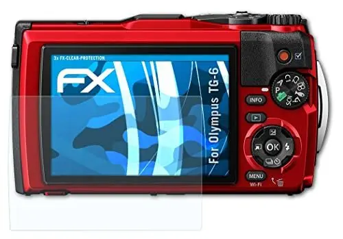Produktbild: atFoliX Schutzfolie kompatibel mit Olympus TG-6 Folie, ultraklare FX Displayschutzfolie (3X)