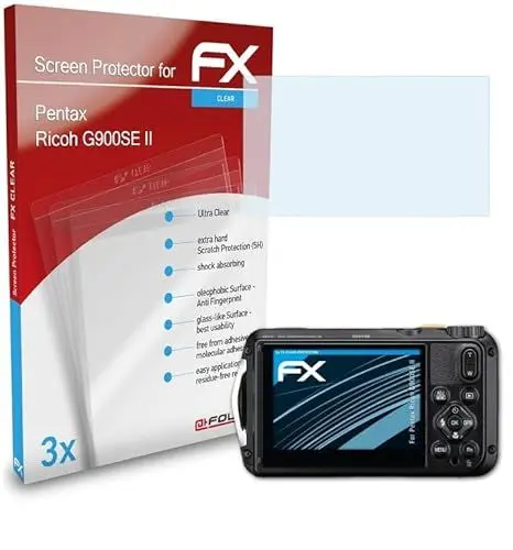 Produktbild: atFoliX Schutzfolie kompatibel mit Pentax Ricoh G900SE II Folie, ultraklare FX Displayschutzfolie (3X)