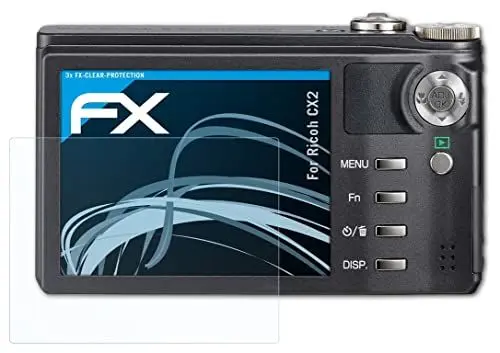 Produktbild: atFoliX Schutzfolie kompatibel mit Ricoh CX2 Folie, ultraklare FX Displayschutzfolie (3X)