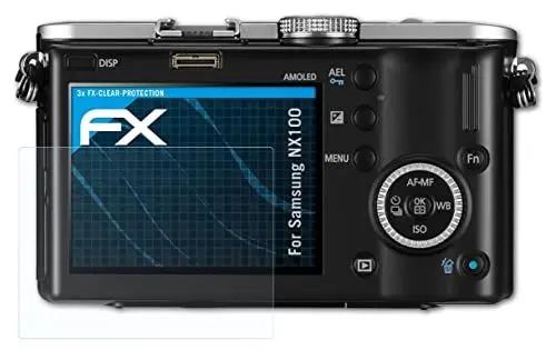 Produktbild: atFoliX Schutzfolie kompatibel mit Samsung NX100 Folie, ultraklare FX Displayschutzfolie (3X)