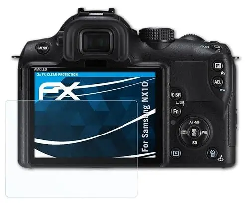 Produktbild: atFoliX Schutzfolie kompatibel mit Samsung NX10 Folie, ultraklare FX Displayschutzfolie (3X)