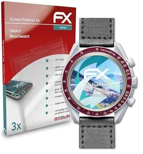 Produktbild: atFoliX Schutzfolie kompatibel mit Swatch MoonSwatch Folie, ultraklare und flexible FX Displayschutzfolie (3X)