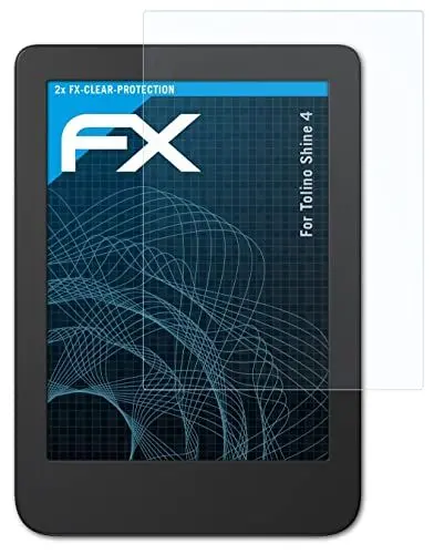 Produktbild: atFoliX Schutzfolie kompatibel mit Tolino Shine 4 Folie, ultraklare FX Displayschutzfolie (2X)