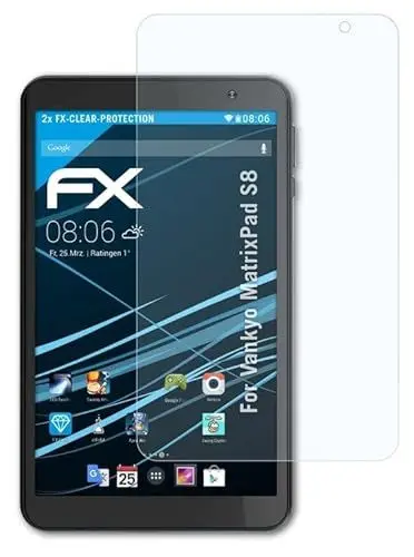 Produktbild: atFoliX Schutzfolie kompatibel mit Vankyo MatrixPad S8 Folie, ultraklare FX Displayschutzfolie (2X)