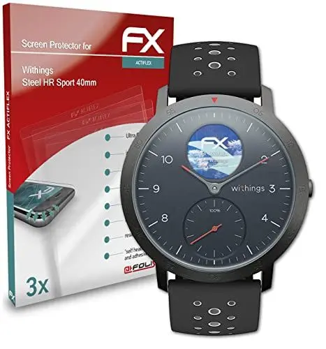 Produktbild: atFoliX Schutzfolie kompatibel mit Withings Steel HR Sport 40mm Folie, ultraklare und flexible FX Displayschutzfolie (3X)