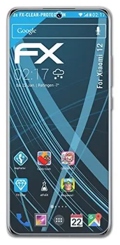 Produktbild: atFoliX Schutzfolie kompatibel mit Xiaomi 12 Folie, ultraklare FX Displayschutzfolie (3X)