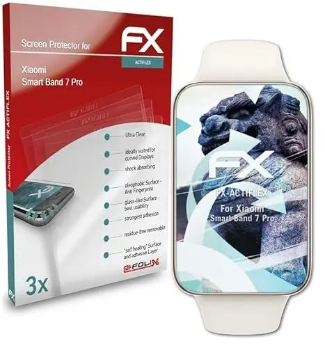 Produktbild: atFoliX Schutzfolie kompatibel mit Xiaomi Smart Band 7 Pro Folie, ultraklare und flexible FX Displayschutzfolie (3X)