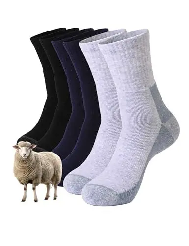 Produktbild: Atforna Merino Wandersocken Herren, Outdoor Socken Sportsocken, Merinowolle Trekkingsocken Laufsocken, Winter Thermo Wollsocken, Atmungsaktiv & Gepolstert, 3 Paar Mehrfarbig 39-42