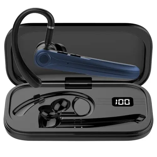 Produktbild: Bluetooth Headset V5.4 Wireless Freisprech Telefon mit CVC 8.0 und ENC Dual Mikrofon, Bluetooth Ohrhörer kabellos mit 25h Sprechzeit, 120h Standby Headset Handy für Autofahren Büro Business, Blau