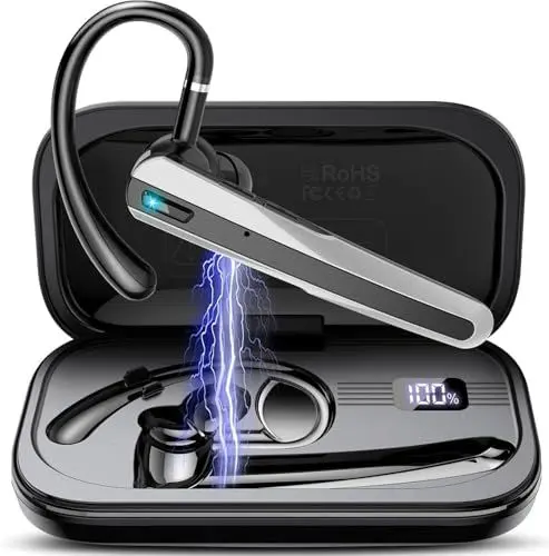 Produktbild: Atheewon V5.3 Bluetooth Headset, Headset Kabellos Freisprech mit ENC Dual Geräuschunterdrückung Mic, 120 Std Spielzeit In-Ear mit LED-Ladebox, Bluetooth Ohrhörer für Handy/Trucker Fahrer/Geschäft