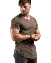 Produktbild: ATHLETIC AESTHETICS Longline T-Shirt (Army, L) - Sport und Freizeit Tshirt für Herren - Bequemes & hochwertiges Kurzarm Shirt mit Rundhals & langem Schnitt - Auch für Training, Fitness und Gym
