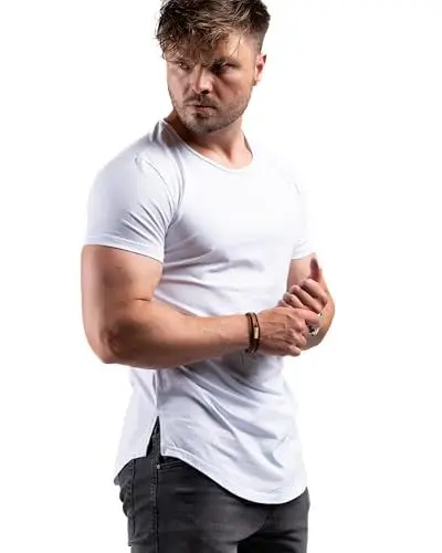 Produktbild: ATHLETIC AESTHETICS Longline T-Shirt (Weiß, L) - Sport und Freizeit Tshirt für Herren - Bequemes & hochwertiges Kurzarm Shirt mit Rundhals & langem Schnitt - Auch für Training, Fitness und Gym