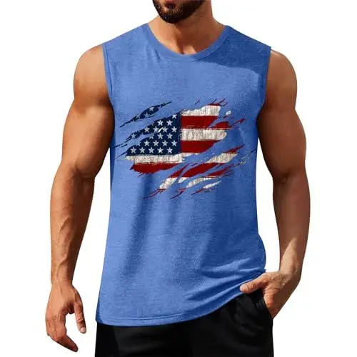 Produktbild: Athletic Tank Tops for Men Menshirts Tall T Shirts Mens Tanktops Pullover De Hombre Tank for Man Men's Sports T-Shirts Shirts for Men Custom Cotton T-Shirt Longline Tshirt Blau XL