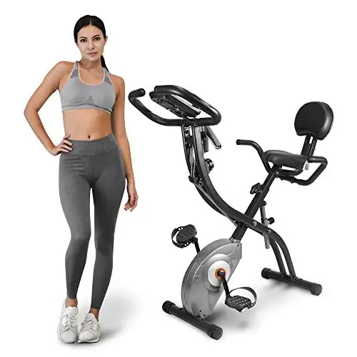 Produktbild: ATIVAFIT 3-in-1 Heimtrainer Fahrrad klappbar Zuhause magnetisch angetrieben Hometrainer Fahrrad mit Handpulsmessung & LCD Monitor Fitnessgeräte für Zuhause platzsparend ideal für Sportler (Schwarz)