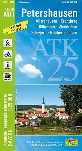 Produktbild: ATK25-M11 Petershausen (Amtliche Topographische Karte 1:25000): Allershausen, Kranzberg, Röhrmoos, Vierkirchen, Scheyern, Reichertshausen (ATK25 Amtliche Topographische Karte 1:25000 Bayern)