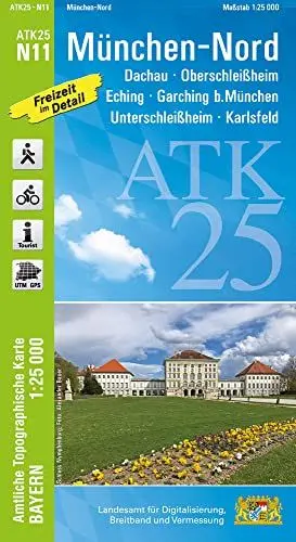 Produktbild: ATK25-N11 München-Nord (Amtliche Topographische Karte 1:25000): Dachau, Oberschleißheim, Eching, Garching b.München, Unterschleißheim, Karlsfeld, ... Amtliche Topographische Karte 1:25000 Bayern)