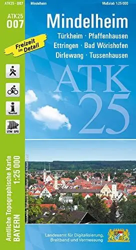 Produktbild: ATK25-O07 Mindelheim (Amtliche Topographische Karte 1:25000): Türkheim, Pfaffenhausen, Ettringen, Bad Wörishofen, Dirlewang, Tussenhausen (ATK25 Amtliche Topographische Karte 1:25000 Bayern)