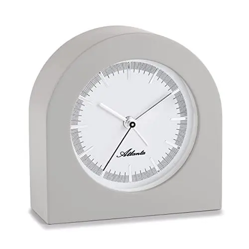 Produktbild: Atlanta Moderne Tischuhr Wecker mit Alarm MDF-Holzgehäuse Rund 12cm - 3105/4
