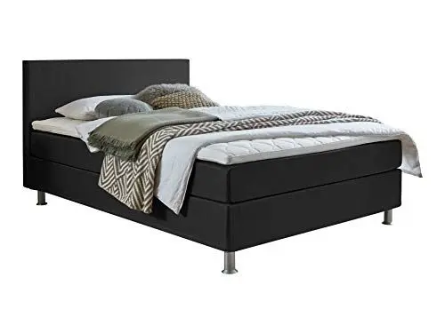 Produktbild: Atlantic Home Collection Edison Boxbett inklusive Rost und Federkernmatratze, Anthrazit-Schwarz, 120 x 200 cm