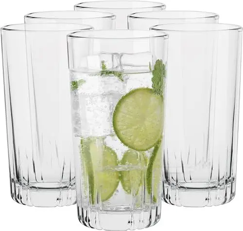 Produktbild: Atlantis Outdoor | Longdrinkgläser Wassergläser Trinkgläser | Set von 6 | 385ML | Perfekt für Zuhause, Restaurants und Partys | Spülmaschinenfest | Longdrink