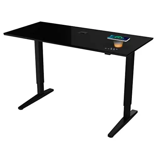 Produktbild: ATLASIO Höhenverstellbarer Schreibtisch 140x65 -Schreibtisch Höhenverstellbar Elektrisch mit Wireless Charger, Touch Pad, USB-A & USB-C - Stehschreibtisch mit Sitz-Steh Erinnerung & Speicherfunktion
