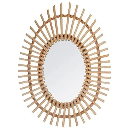 Produktbild: Atmosphera - Ovaler Spiegel aus Rattan 43 × 58 cm - Beige