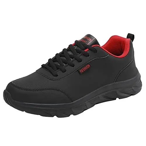 Produktbild: Atmungsaktive Schuhe Herren Tennis Schuhe MäNner Herrenschuhe Große Größe Lässiges Laace Up Einfarbige Lässige Mode Einfache Schuhe Laufschuhe Clogs & Pantoletten FüR Herren On Running (Red, 43)
