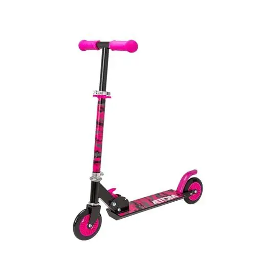 Produktbild: Atom Kinderrolle Inline mit leuchtenden Rädern | Verstellbare Lenkerhöhe | Leicht Faltbarer Scooter für Jungen & Mädchen | Stabiler Tretroller für Kinder von 5-12 Jahren (Schwarze Flamme)