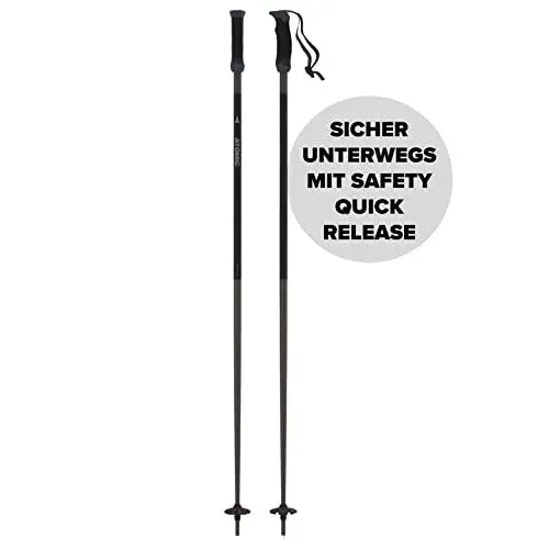 Produktbild: ATOMIC AMT SQS Skistöcke - Schwarz - Länge 135 cm - Zuverlässiger 4* Aluminium Skistock - Ergonomischem Griff am Stock - Safety Quick Release System - Stöcke mit 60mm-Pistenteller