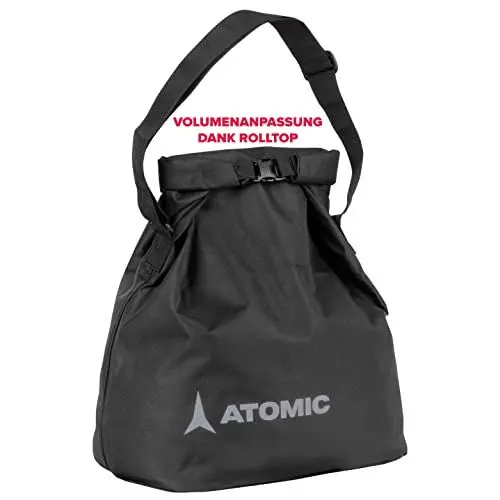 Produktbild: ATOMIC A Bag in Schwarz - Skischuhtasche - Praktische Tasche für den Winter & Sommer - Anpassbarer Schultergurt & Rolltop - Herausnehmbare Skischuh-Platte
