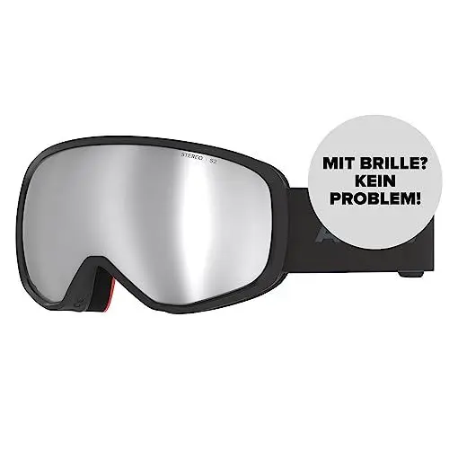 Produktbild: ATOMIC REVENT STEREO Skibrille - Black - Skibrillen mit Blendschutz - Hochwertig verspiegelte Snowboardbrille - Brille mit Live Fit Rahmen - Skibrille mit Doppelscheibe