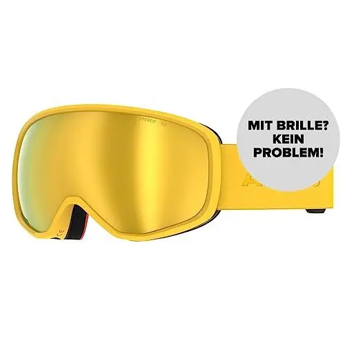 Produktbild: ATOMIC REVENT STEREO Skibrille - Saffron - Skibrillen mit Blendschutz - Hochwertig verspiegelte Snowboardbrille - Brille mit Live Fit Rahmen - Skibrille mit Doppelscheibe