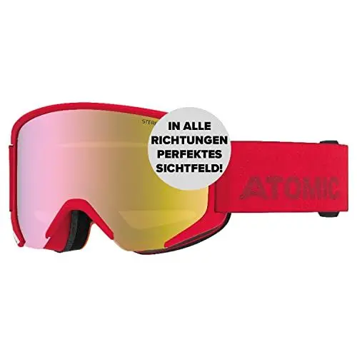 Produktbild: ATOMIC SAVOR STEREO Skibrille - Rot - Klare Sicht & Blendschutz - Hochwertige Verspiegelung - Live Fit Rahmen - Over The Glasses-kompatibel für Brillenträger