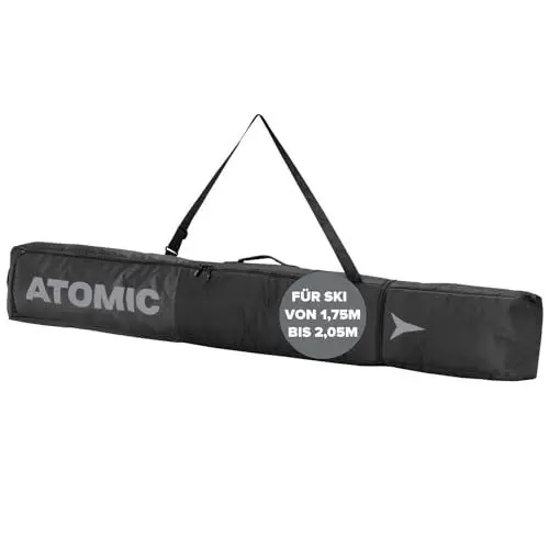 Produktbild: ATOMIC SKI BAG Schwarz - Skitasche für Ski & Stöcke - Längenverstellbare Tasche (175 - 205 cm) - Wasser- & schmutzabweisendes Material - Inkl. Tragegurt