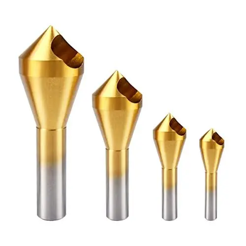 Produktbild: ATOPLEE Senker-Bohrer-Set, 4 Stück 90 Grad M2 Titan-Senker-Bohrer für Holz, Metall, Faserplatten, Sperrholz, Kunststoff, PVC