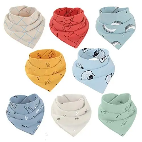 Produktbild: atopo 8 Stück Baby Lätzchen Baumwolle Bandana-Lätzchen Dreieckstücher Weich und saugfähig Speicheltuch für Babys, Kleinkinder und Neugeborene Jungen