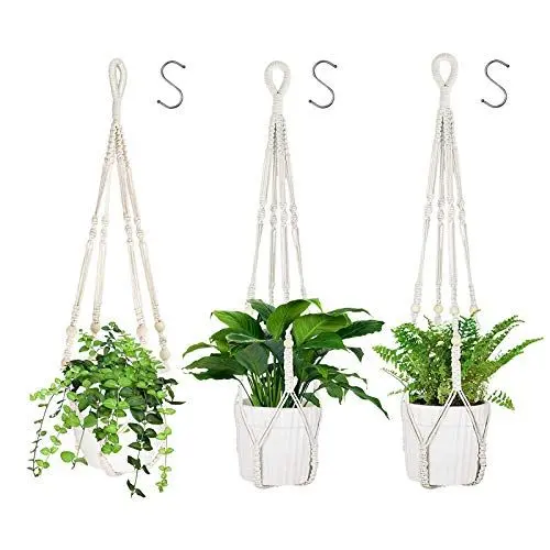 Produktbild: atopo Blumenampel Makramee Pflanzenhalter 3Pcs Baumwollseil Hängeampel Blumentopf Pflanzen Halter Aufhänger für Innen Außen Decken Balkone Wanddekora 90cm