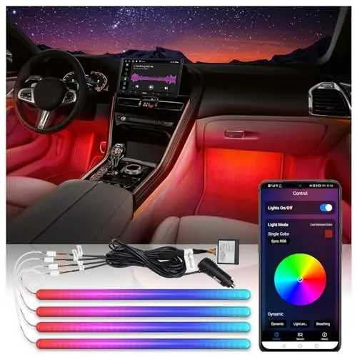 Produktbild: ATOTO LED Innenbeleuchtung Auto mit App-Steuerung, 160 LEDs RGB LED Strip Innenraumbeleuchtung Auto Zubehör mit 16 Millionen Farben Schaltbar, Musikmodi Sie ändert Sich mit dem Klang, CI-FLT01