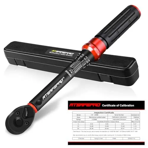 Produktbild: ATsafepro Drehmomentschlüssel Fahrrad,Drehmomentschlüssel 1/4 Zoll 3-25 Nm, 72 Zahn Dual Direction Einstellbar torque wrench,±3% Fehlergenauigkeit für Fahrrad und Motorrad Wartung
