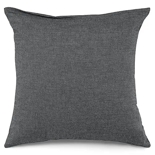 Produktbild: ATsense 2er Set Kissenbezug 40x40 cm - 100% Gewaschene Baumwolle, Dunkelgrau Kopfkissenbezug mit Reißverschluss, Oeko-TEX Zertifiziert Weich, Nicht Lleicht Verformbar