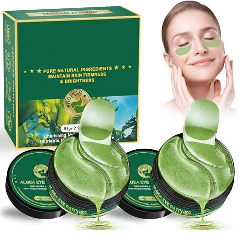 Produktbild: ATsense 60 Stück Augenpads Gegen Augenringe, Grün Algen Retinol Eye Pads,Hyaluron Augenmaske Gegen Tränensäcke, Falten, Puffiness, mit Kollagen und Seeigel
