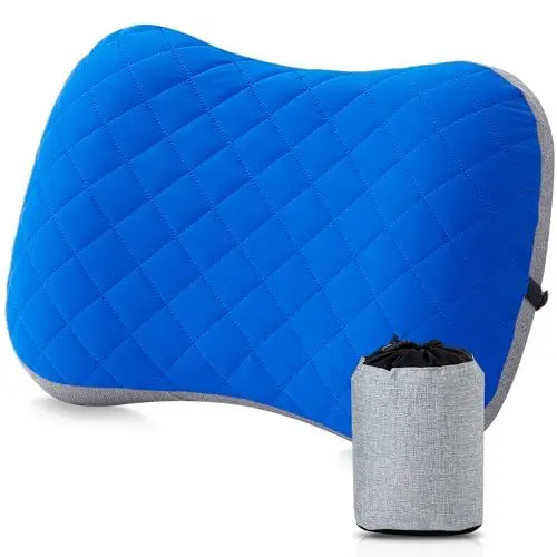 Produktbild: ATsense Reisekissen Aufblasbares Kissen, TPU Outdoor Travel Pillow mit Abnehmbarer Kissenbezug, Komprimierbar Ultralight Nackenkissen, Ergonomische Kissen zum Camping, Auto, Flugzeug, Strand