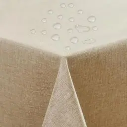 Produktbild: ATsense Tischdecke Abwaschbar Beige, Abwischbare Tischdecken Wasserabweisend Lotuseffekt, Fleckabweisend Table Cloth Leinenoptik, Tischtuch 140x200 cm Rechteckig