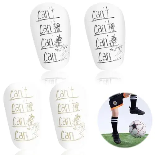 Produktbild: ATSGJLZN 2 Paar Schienbeinschoner Fussball,10 x 6 cm Eva Mini Schienbeinschoner Fußball Schutzausrüstung,Can't Can Schienbeinschoner, Klein Mini Shin Pads für Kinder Herren weißes