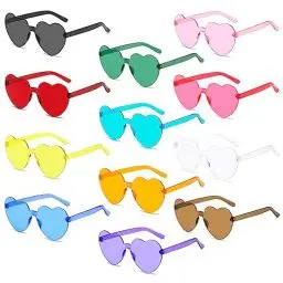Produktbild: ATSGJLZN Herz Sonnenbrille,12 Stück Herzbrille UV400 Party Brillen Sets partybrille Herzbrillen Heart Shaped Sunglasses Festival Brille Sonnenbrillen für Junggesellenabschied Frauen Deko