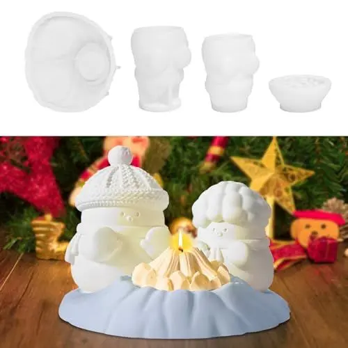 Produktbild: ATSGJLZN Silikonform Weihnachten,3D Schneemann Silikonformen Gießformen Weihnachten,Gießform Weihnachten Für DIY Kerzen Seife Handwerk