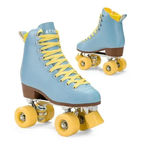 Produktbild: ATTABO Rollschuhe Mädchen Cascada Größe 39 EU Ökoleder Obermaterial Belüftung Aluminium Kufe 82A Räder Roller Skates mit Zehenschutz und Sicheres Bremsen