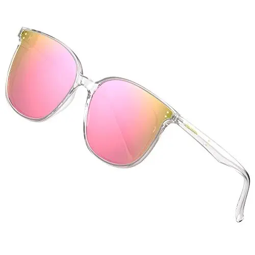 Produktbild: ATTCL Damen Sonnenbrille rund verspiegelt TR90 Rahme HD Nylonlinse Ultra Leicht JD222 Clear+pink
