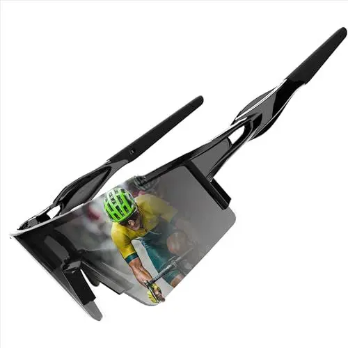 Produktbild: ATTCL Fahrradbrille Für Damen Und Herren UV-Schutz Polarisierte Sonnenbrille Winddichte Staubdichte Brille Für Den Außenbereich Sportbrille XQ550 Black UV400 CAT 3 CE