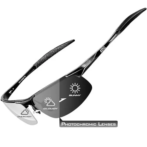 Produktbild: ATTCL Herren Photochromatische Treiber Glasses Sport Sonnenbrille Al-Mg Metallrahme Ultra leicht verspiegelt sonnenbrillen 8177 Photochromatisch